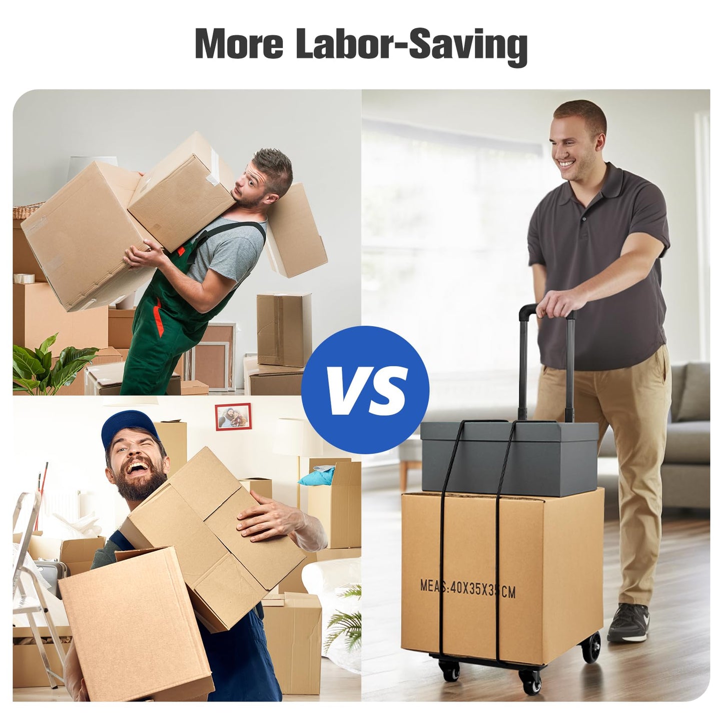 KEDSUM Folding Hand Truck with 4 Wheels, Lightweight Dolly Cart with Wheels Foldable, Expandable Baseplate Utility Luggage Cart Compact for Travel, Moving and Office Use, Easy to Store