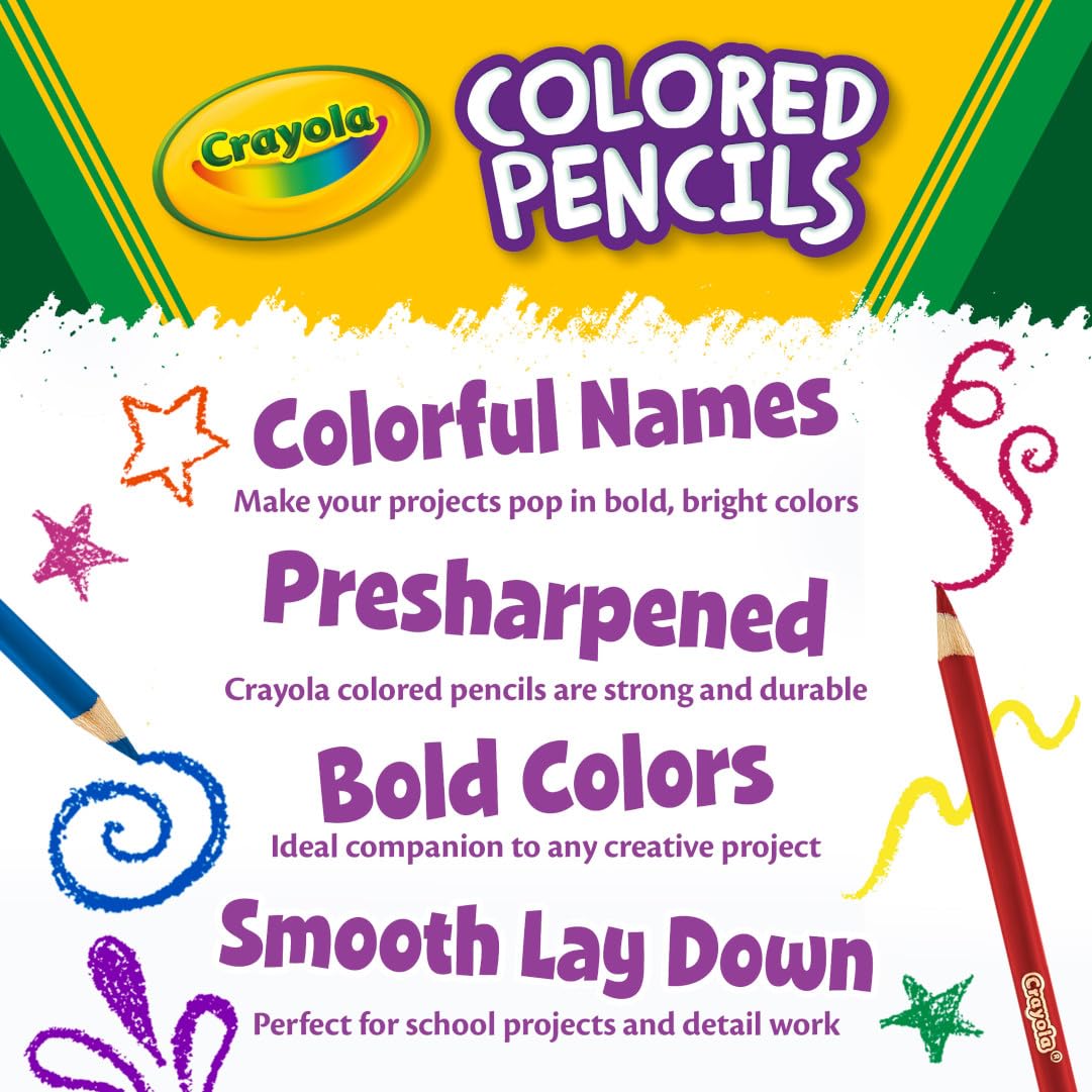 Crayola Colored Pencils (36ct), Kids Pencil Set, Back to School Essentials, Must Have Classroom Supplies for Kids, Pre-Sharpened Coloring Book Pencils, 3+