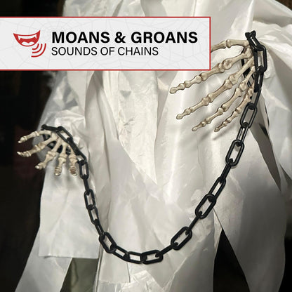 Haunted Hill Farm 4.2-Ft Animated Spectre on Tomb, Halloween Accessory, Scary Horror Movie Party Decoration, Creepy Ghost Prop, Spooky Occult Indoor Décor with Touch-Activated Lights & Sound