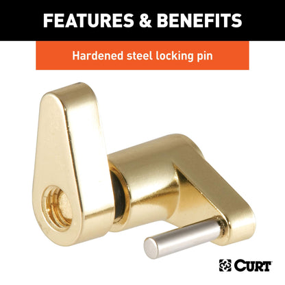 CURT 23022 Brass-Plated Steel Trailer Tongue Coupler Lock, 1/4-Inch Pin Diameter, Up to 3/4-Inch Span