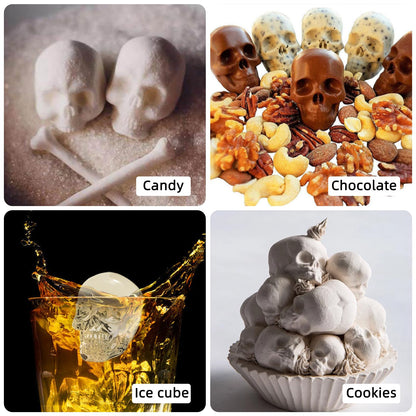 2 PCS Gummy Skull Candy Molds Silicone, 140 Cavity Skull Mini Silicone Mold for Chocolate, Fondant, Candy, Biscuits, Cookie, Jelly,Ice Cube and Dog Training Commands Concept