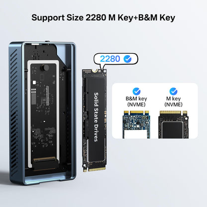 ACASIS 40Gbps M.2 NVMe SSD Enclosure with Cooling Fan, External SSD Eclosure Drive for Mac mini M4/M1 M2 Pro/Max, Compatible with Thunderbolt4/3/USB4/3.2/3.0/2.0 (Enclosure Only)