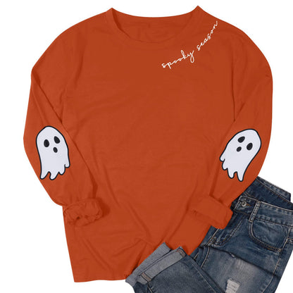 HEBBE Spooky Season Sweatshirts Halloween Ghost Sweatshirt Women - Halloween Graphic Crewneck Tops Casual Sweater