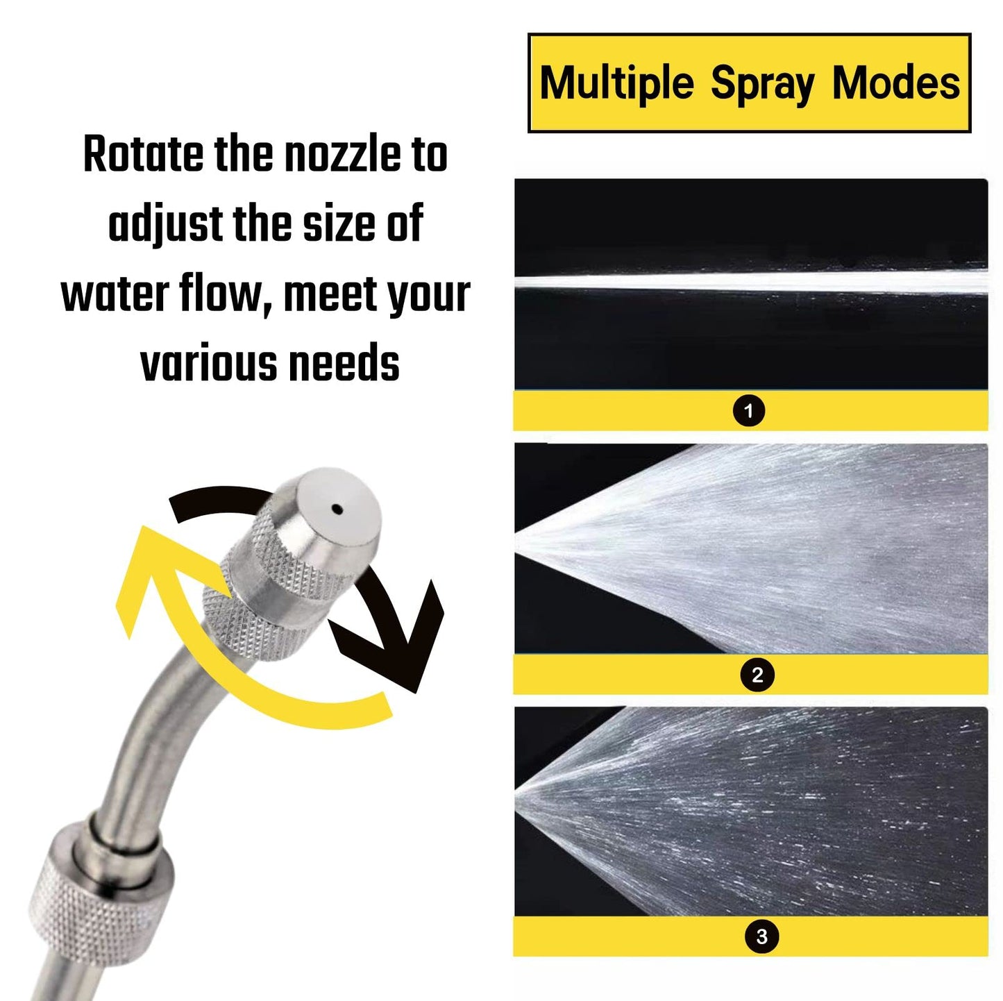 29'' Sprayer Wand Replacement, 1/4" & 3/8" Brass Barb Universal Stainless Sprayer Wand with Shut off Valve, Adjustable Watering Wand with 2 Hose Clamps & 1 Tape