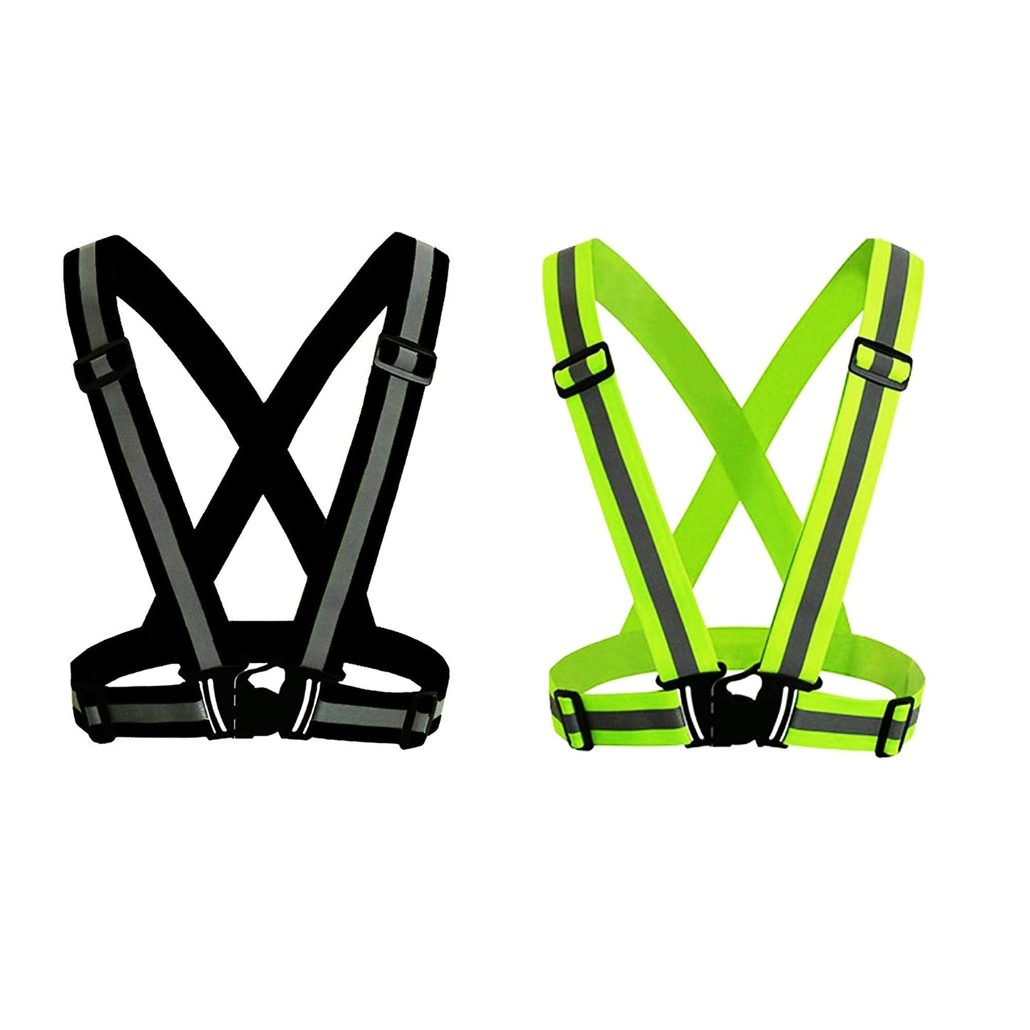 2 Pcs Reflective Vest Adjustable Reflective Running Gear Safety Vest Waist Belt Stripes Jacket High Visibility for Outdoor Jogging, Cycling, Walking, Safety Work, Motorcycle Riding and Running