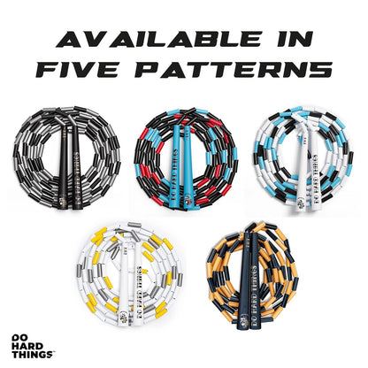 Elite Jumps - Do Hard Things Edge Beaded Jump Rope - For All Ages - Durable & Lightweight - 10ft Long Adjustable Rope - Tangle-Free - Shatterproof 1” Beads - Long Edge Handles - Graphite