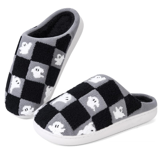 Halloween Slippers for Women Men, Halloween Pumpkin Slippers, Soft Plush Spooky Slipper, Cute Cartoon Cozy House Slipper, Fuzzy Winter Holiday Shoes, Halloweens Christmas Gifts