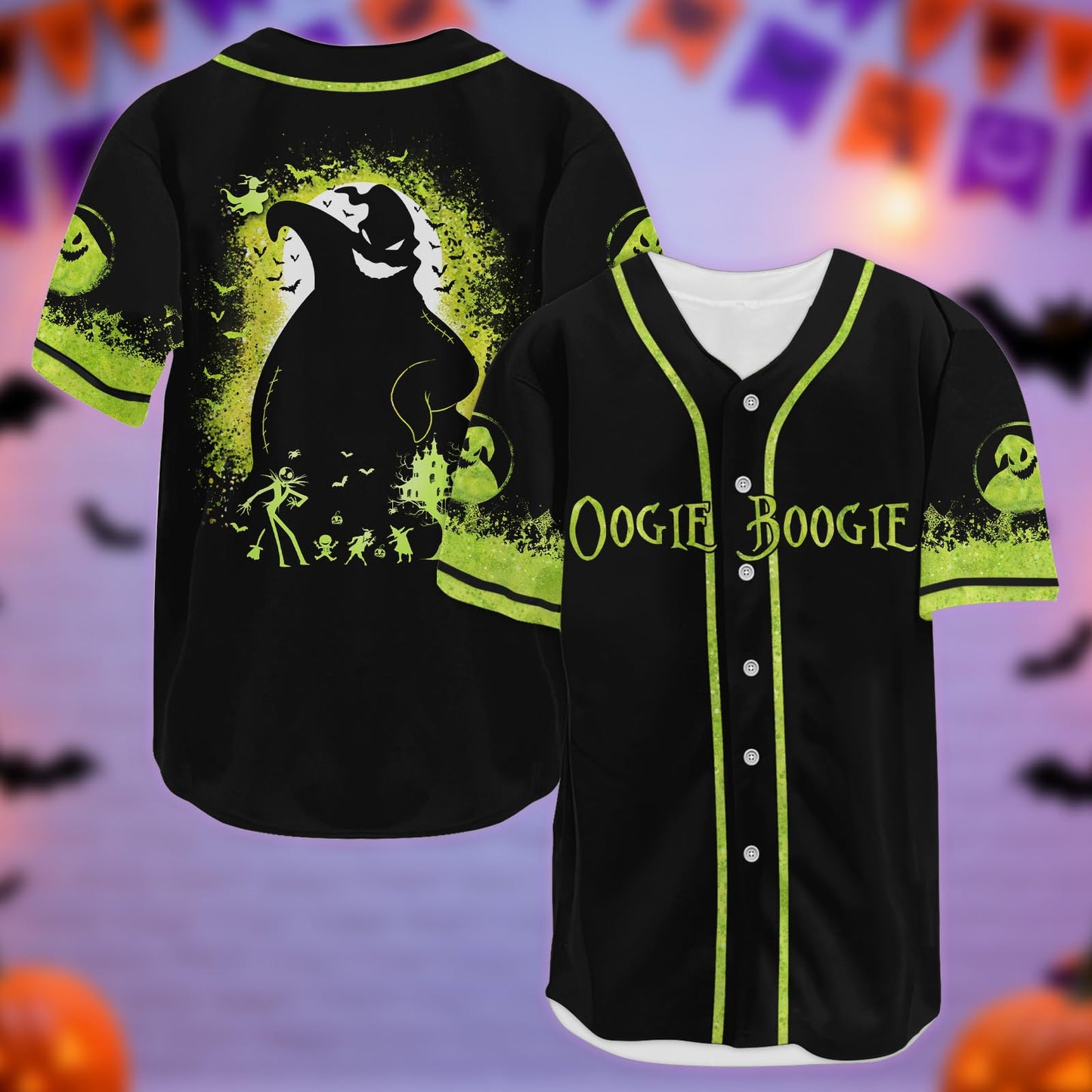 fat mummy Nightmare Baseball Jerseys for Men Women, Halloween Movie Christmas Shirt (L) Black-Green