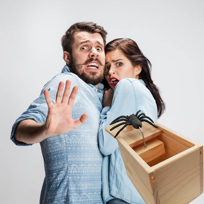 Fudragtn Fake Spider in a Box Prank Gift for Adults Kids,Handmade Wooden Pop Out Scare Surprise Boxes Joke Toys Halloween