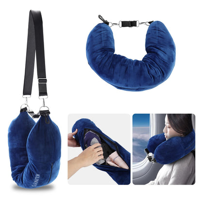 Kunyi's Travel Pillow You Stuff with Clothes As Carry-On Luggage Fits 5 Days of Travel Essentials Transformable Multifunctional Luggage Neck Pillowcase Soft Plush Stuff-able