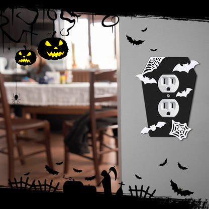 Peryiter 3 Pieces Gothic Coffin Light Switch Cover Wall Plate Gothic Halloween Decor Switch Cover Coffin Outlet Light Goth Bat Wall Plate Outlet Accessory for Bedroom Home Office(Elegant Style)