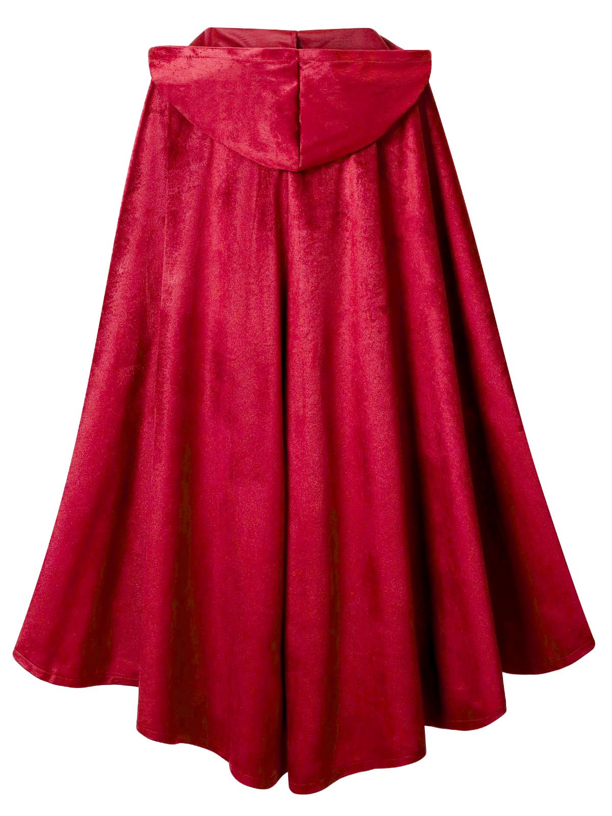 GRAJTCIN Medieval Cloak Velvet Renaissance Hooded Cape Victorian Halloween Christmas Party Costume for Men Women (39", Bright Red)