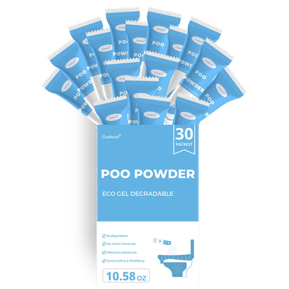 30 Packs ECO-Friendly Portable Toilet Poo Urine Gel Powder, Portable & Fast-Absorbing Camping Toilet Gel, Rapidly Biodegradable Eco Poo Urine Gel, Outdoor Portable Bedpans & Emergencies