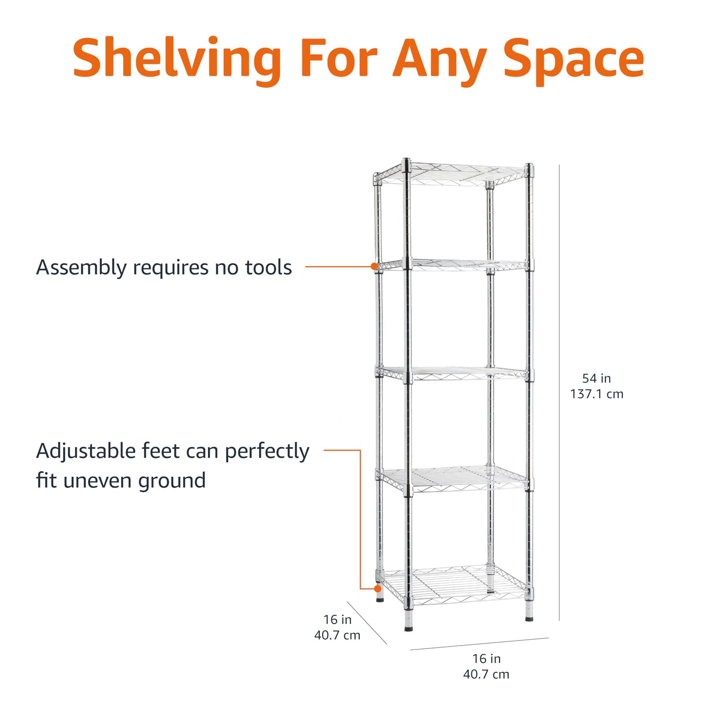 Amazon Basics 3-Shelf Adjustable Heavy Duty Steel Wire Rack Storage Shelving Organizer for Kitchen, Garage, 23.2" L x 13.4" W x 30" H, Black