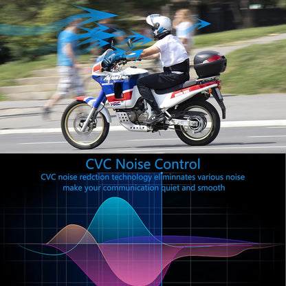 Motorcycle Headset E1 Helmet Intercom Headset with CVC Noise Cancellation Stereo Music IPX6 Waterproof for Full face Helmet