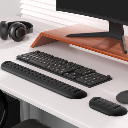 KTRIO Memory Foam Keyboard Wrist Rest Set, Ergonomic Keyboard Mouse Wrist Support for Typing Pain Relief, Stain Resistant, 2 Pcs Pad, Black