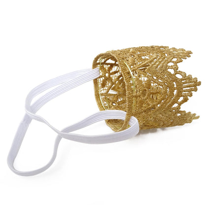 Honbay Tiny Vintage Golden Lace Crown Headband, Baby Princess Tiara, First Birthday Hat, Newborn Crown Photo Prop