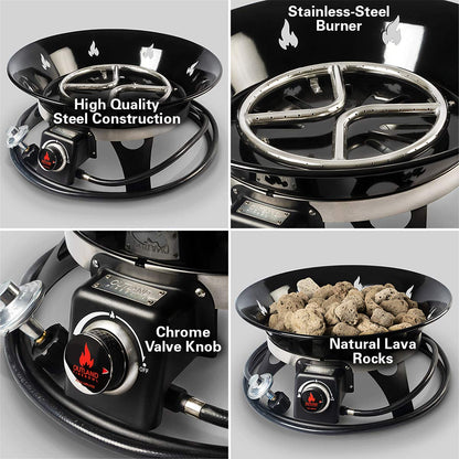 Outland Living Portable Propane Fire Pit, 21-inch, 58,000 BTU with Fire Pit Cover & Carry Kit, Smokeless Gas Firebowl | Perfect for Camping, Patio, Backyard, Tailgating, Deck, RV| Black 863 Cypress