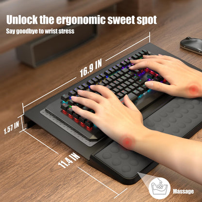 Computer Tilt Keyboard Stand - Acrylic Ergonomic Keyboard Holder for Easy Typing Working, Keyboard Riser with Comfortable Wrist Rest for Keyboard, Office, Home - Fits All Keyboard Sizes
