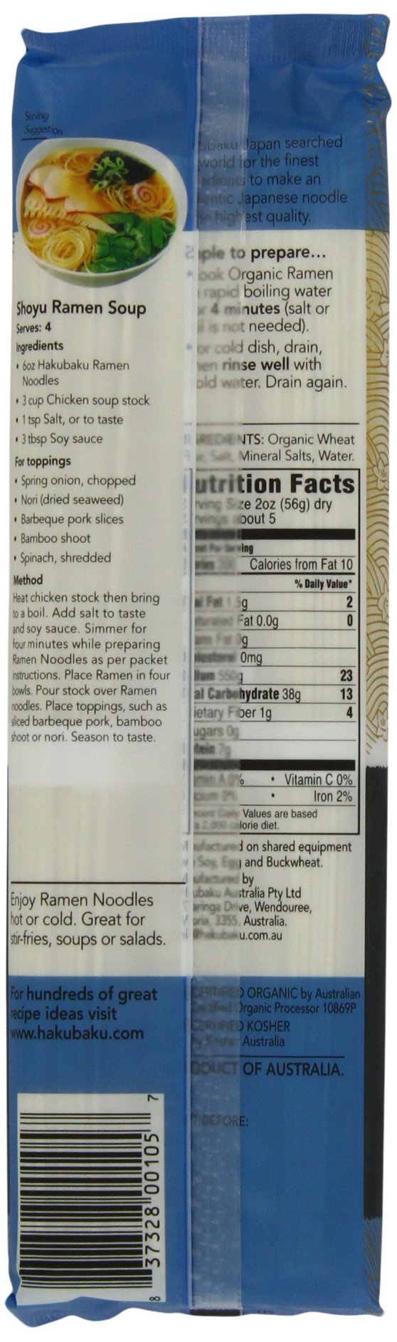 Hakubaku Organic Ramen, 9.5 Ounce (Pack of 8)