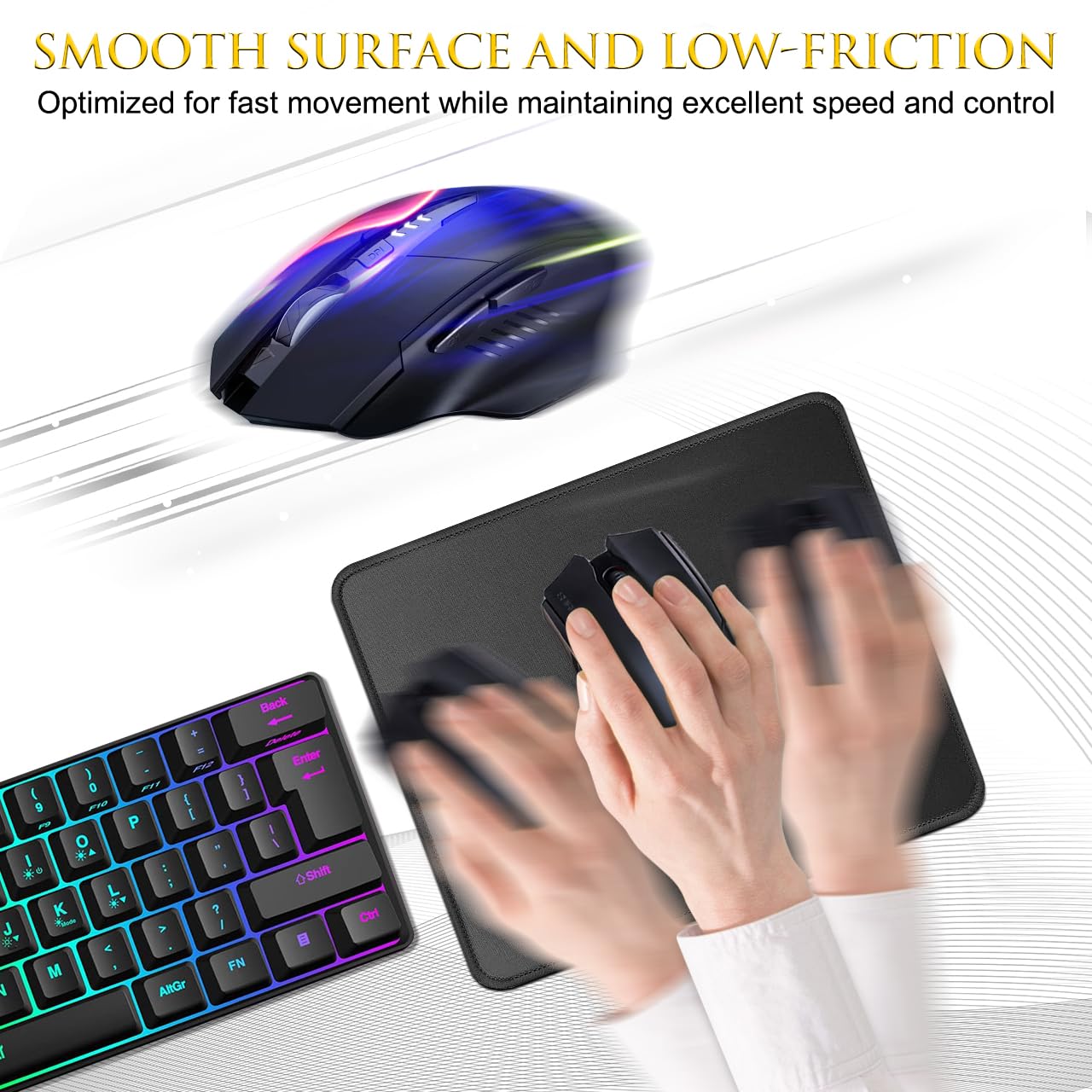 JIKIOU 3 Pack Mouse Pad with Stitched Edge, Comfortable Mouse Pads with Non-Slip Rubber Base, Washable Mousepads Bulk with Comfortable Cloth, Mouse Pads for Computers Laptop Mouse 10.2x8.3inch Black