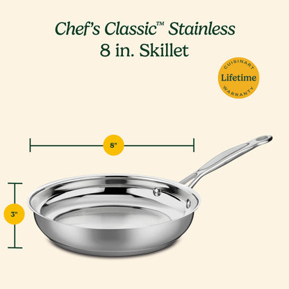 Cuisinart 722-20 8-Inch Chef's-Classic-Stainless-Cookware-Collection, 8", Open Skillet