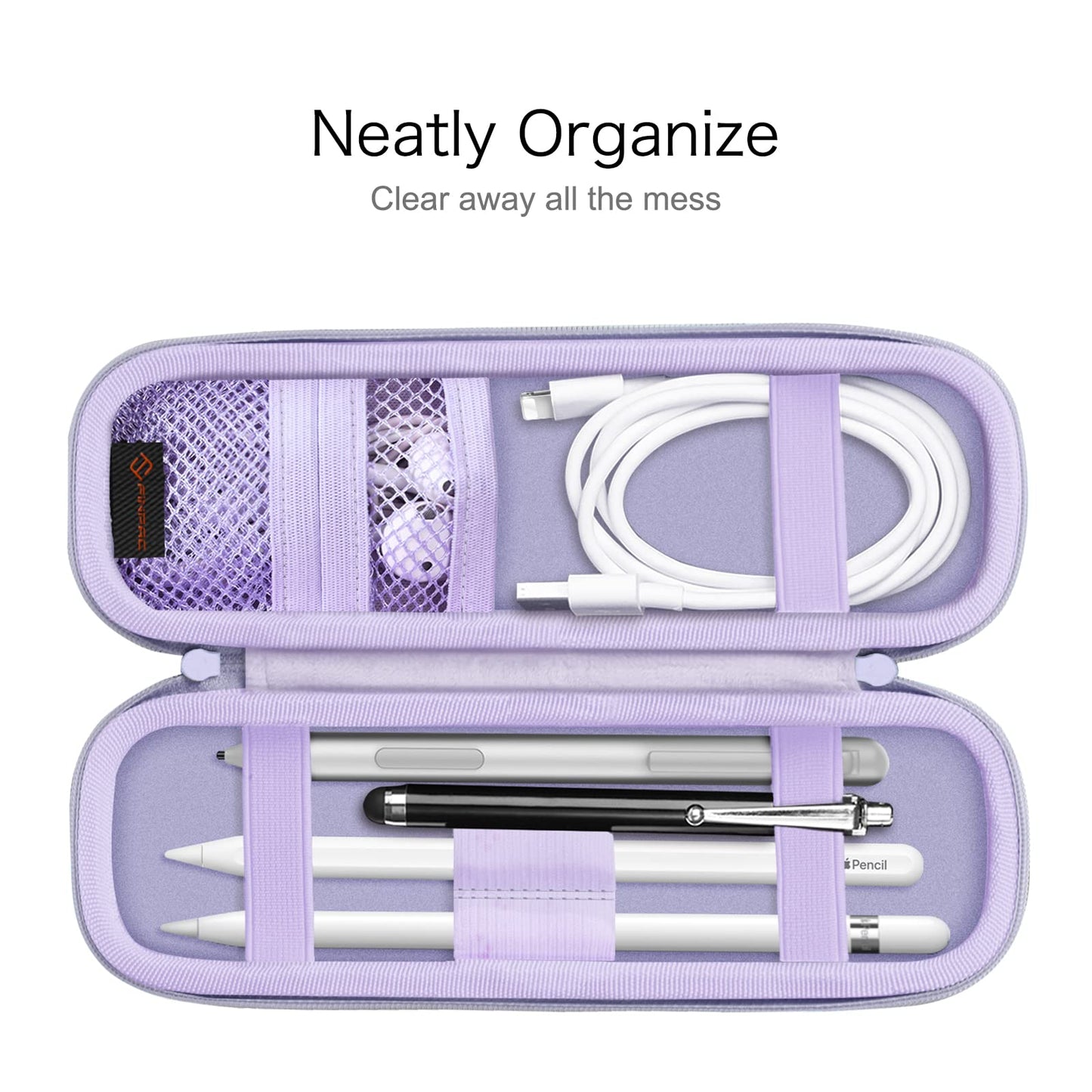 Fintie Holder Case for Apple Pencil Pro, Apple Pencil (USB-C / 1st / 2nd Generation), PU Leather Carrying Bag Sleeve Compatible with Pen, USB Cable, Samsung Stylus, Lilac Marble