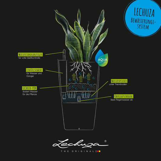 Lechuza Cubico Color 22 Self-Watering Planter with Water Level Indicator, White