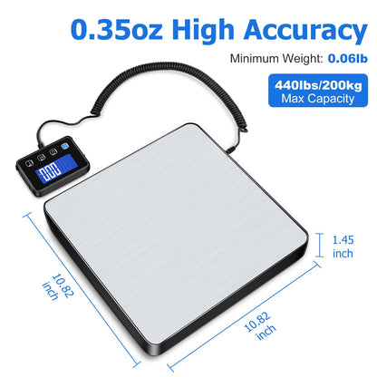 KUAIVO Shipping Scale, 440 lbs/0.35oz High Accurate Digital Postal Scale with Hold/Tare Function, Shipping Scale for Small Business, Packages, Luggage, Home Use, Battery & Charging Cable Include