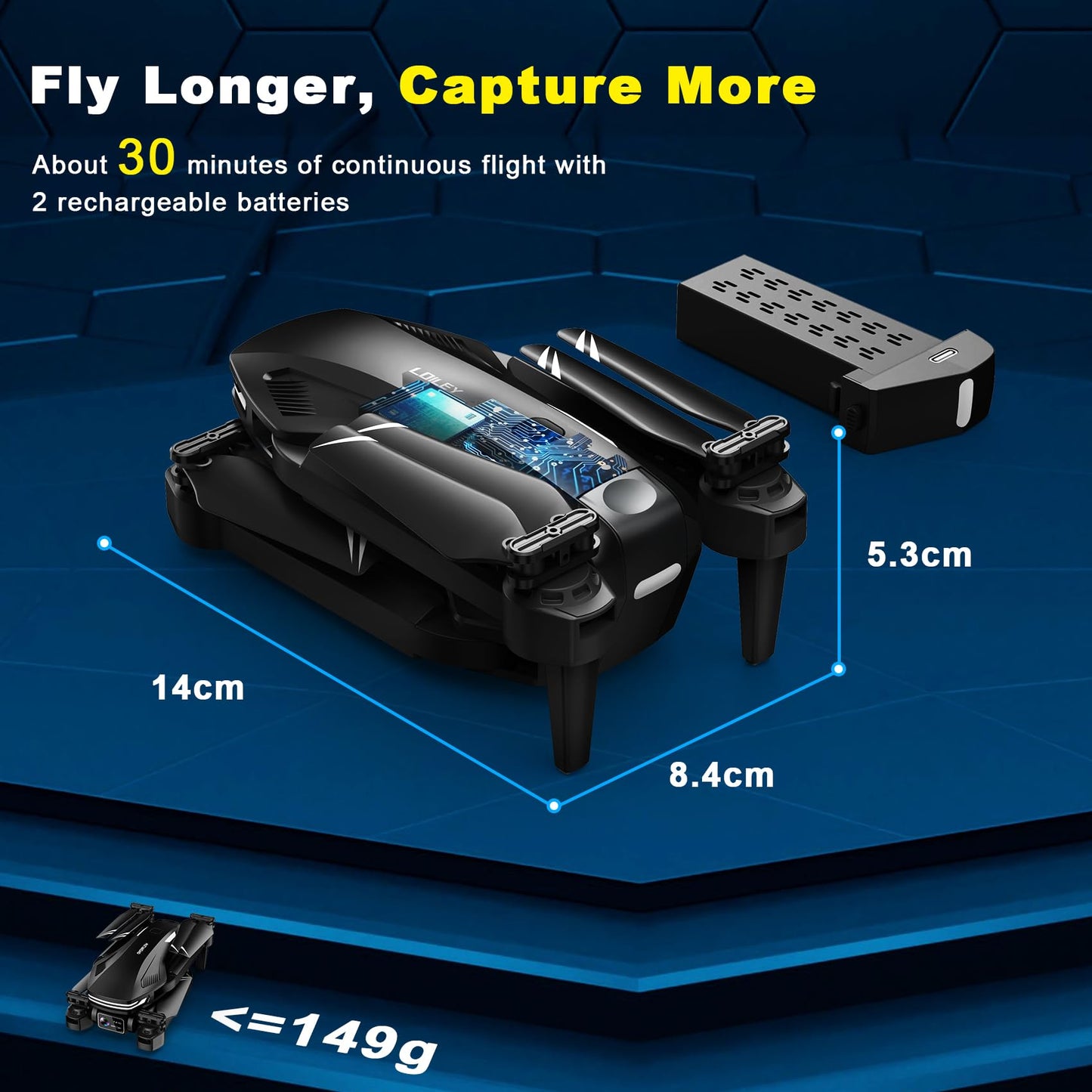 Drone with Camera for Adults, HD FPV Drones with Upgrade Altitude Hold, One-Key Take Off/Landing, Voice Control, Headless Mode, 2 Batteries, Toys Gifts for Teen Boys Girls, Beginner