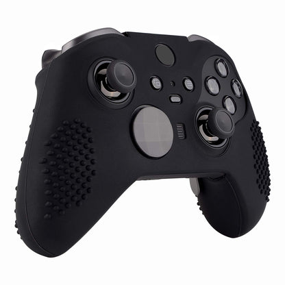 eXtremeRate PlayVital Black Soft Anti-Slip Silicone Cover Skins, Controller Protective Case for New Xbox One Elite Series 2, Xbox Elite 2 Core with Thumb Grips Analog Caps