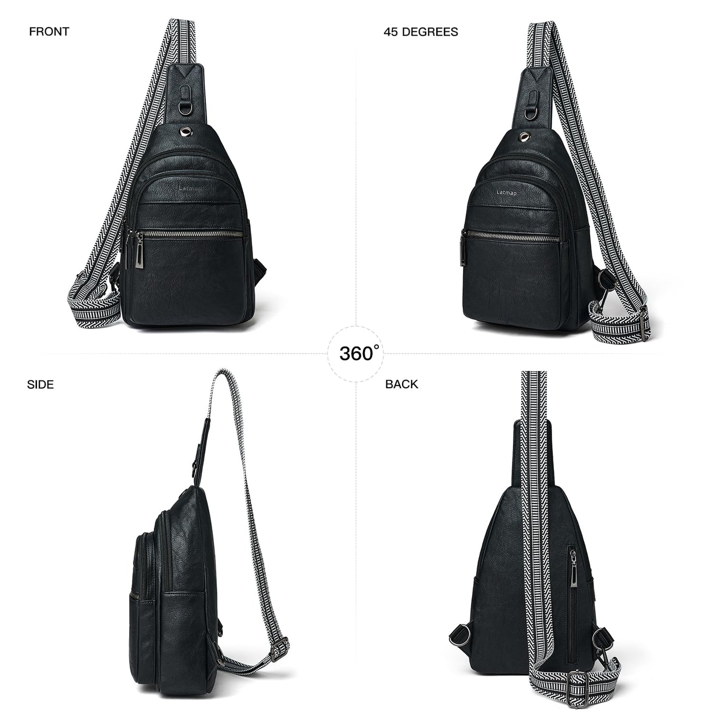 LATMAP Sling Bag For Women Faux Leather Anti Theft Small Casual