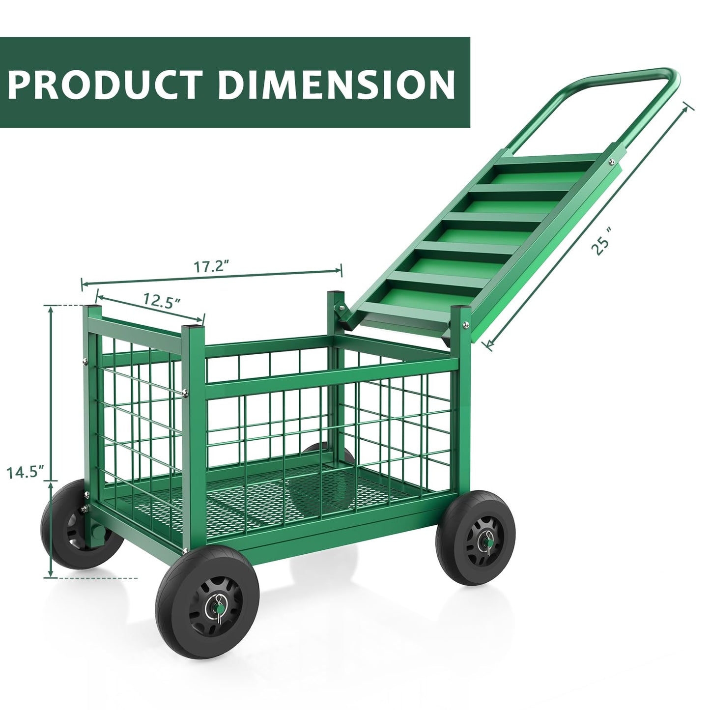 FLINTER Rolling Garden Work Seat with Wheels, Upgraded Heavy Duty Gardenning Cart with Seat - Garden Rolling Stools w/Wheels for Seniors