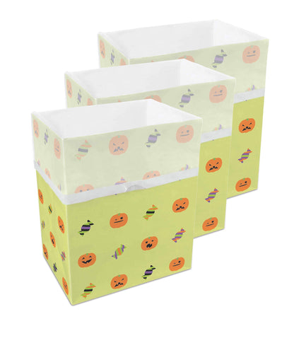 Clean Cubes 13 Gallon Disposable Pop-Up Trash Cans (3-Pack) with Fitted Bags – Foldable Garbage & Recycling Bins for Parties, Events & Kitchen (Halloween, 17" H x 13.5" W x 10" D)