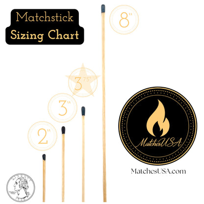 3.75" White - 100 Color Safety Matches Bundle (3.75 inches) - Free Striker! - Replacement Refill Long for Fireplace Candles - Wooden Wood Match Sticks