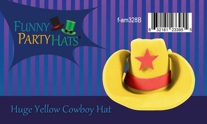 Funny Party Hats Cowboy Hat, One Size, 19 inches, am328, Foam, Oversize Costume Headwear, Unisex, for Teens and Adults, Halloween and Birthday Party Accessory