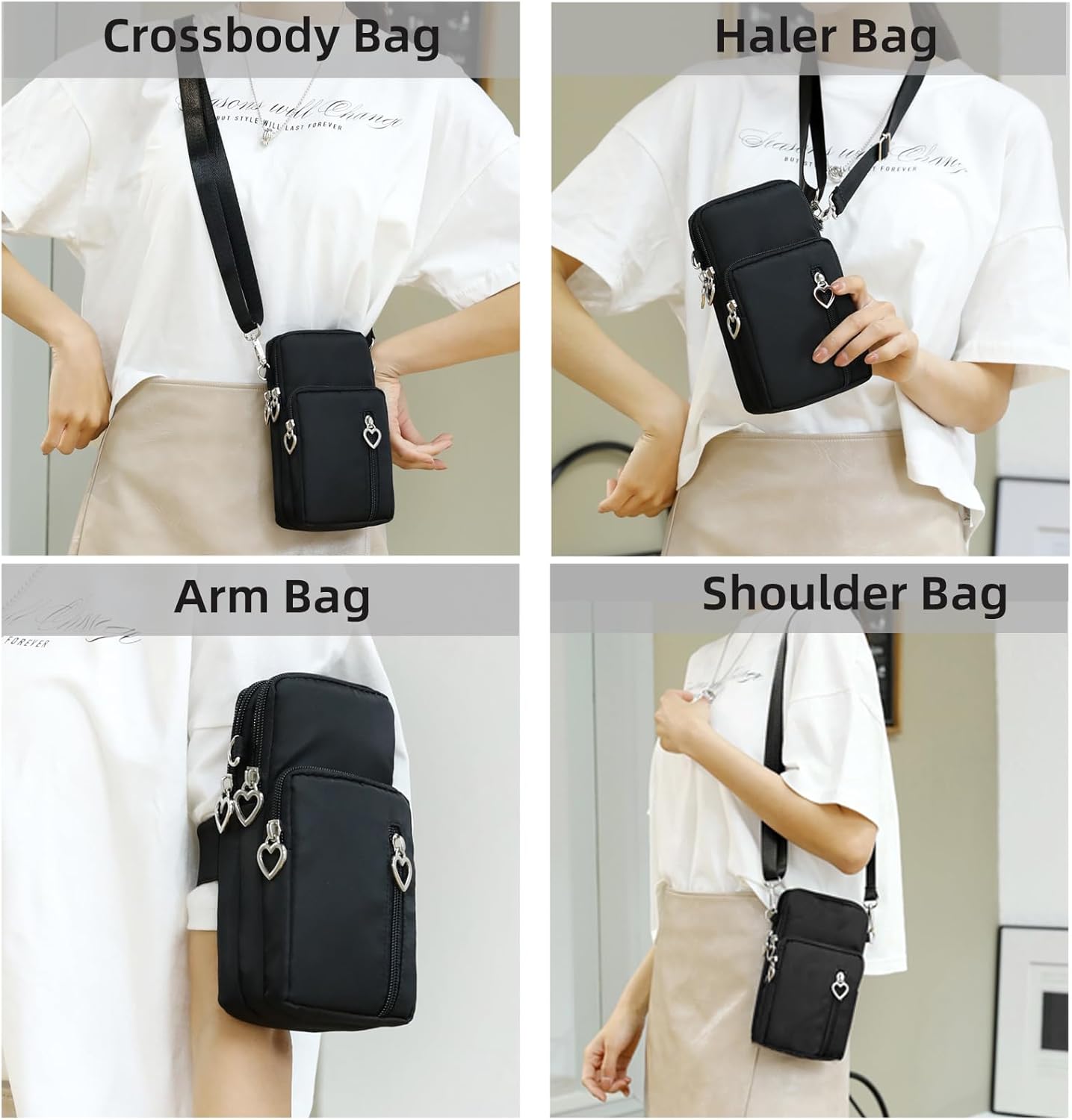 JANKS Small Crossbody Bag for Women - Mini Phone Purses with Crossbody Strap and Wallet - Nylon Arm Bag