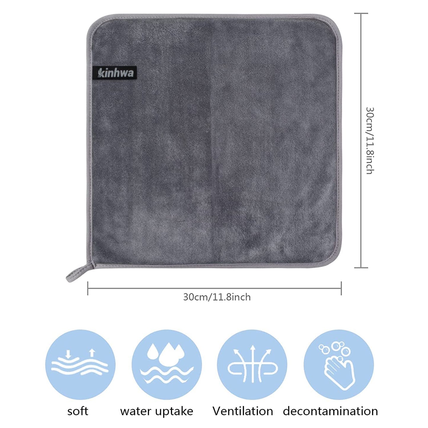 KinHwa Soft Washcloths Quick Drying Face Cloths Reusable Makeup Remover Cloths Microfiber Facial Cloths for Washing Face Gray Makeup Washcloths 6 Pack