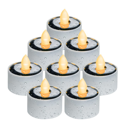 Homemory Solar Tea Lights Outdoor Waterproof, Dusk to Dawn Outdoor Lighting, Reusable LED Tea Light Candles for Lantern Garden Camping and Home Decor, Pack of 8, Warm White