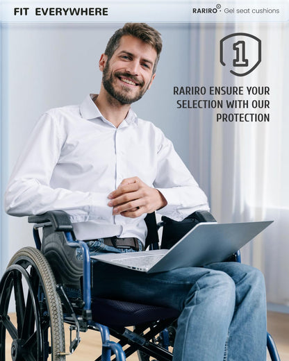 Enlarged 19.7" Gel Seat Cushion, Egg Gel Chair Pads for Wheelchair Pressure Coccyx Sciatica Pain Relief, Cooling Desk Seat Cushion for Kayak, Car, Office Chair Long Sitting[Black]