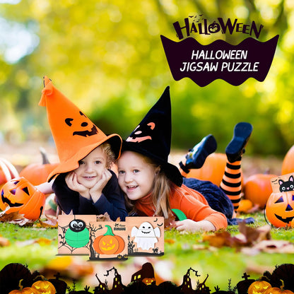 4 Pack Halloween Wooden Puzzles for Kids Toddlers Jigsaw Puzzles Halloween Toys for Halloween Party Favors Treat Bag Prizes