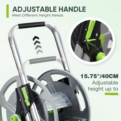 Garden Hose Reel Cart, Holds 75-150 Feet of 5/8-Inch Hose, Portable Hose Reel Cart With Wheels,Adjustable Handrail, Quick Hose Connector