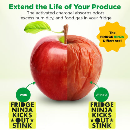 Fridge Ninja Compact Fridge Deodorizer (2 Pack) - More Effective Than Baking Soda - Compact Size Refrigerator Deodorizer Made of Activated Carbon