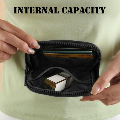 Didida The Iris Wallet Zip Card Case with ID Window Purses for Women Coin Purse with Zipper Mini Portable Keychain Wallet, Black