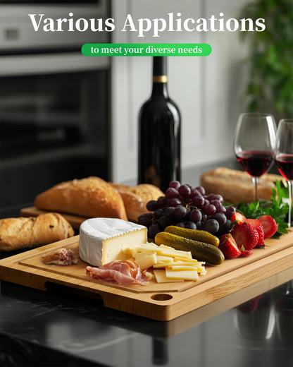 Kitsure Bamboo Cutting Board - Multi-Sizes Wooden Cutting Boards for Kitchen, Convenient Kitchen Essentials with Deep Juice Grooves, Natural Cutting Board for Chopping & Serving, 15.0" x 10.0"
