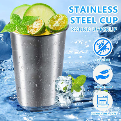 KISEER 5 Pack 16 Ounce Stainless Steel Pint Cups Shatterproof Cup Tumblers Unbreakable Metal Drinking Glasses for Bar, Home, Restaurant