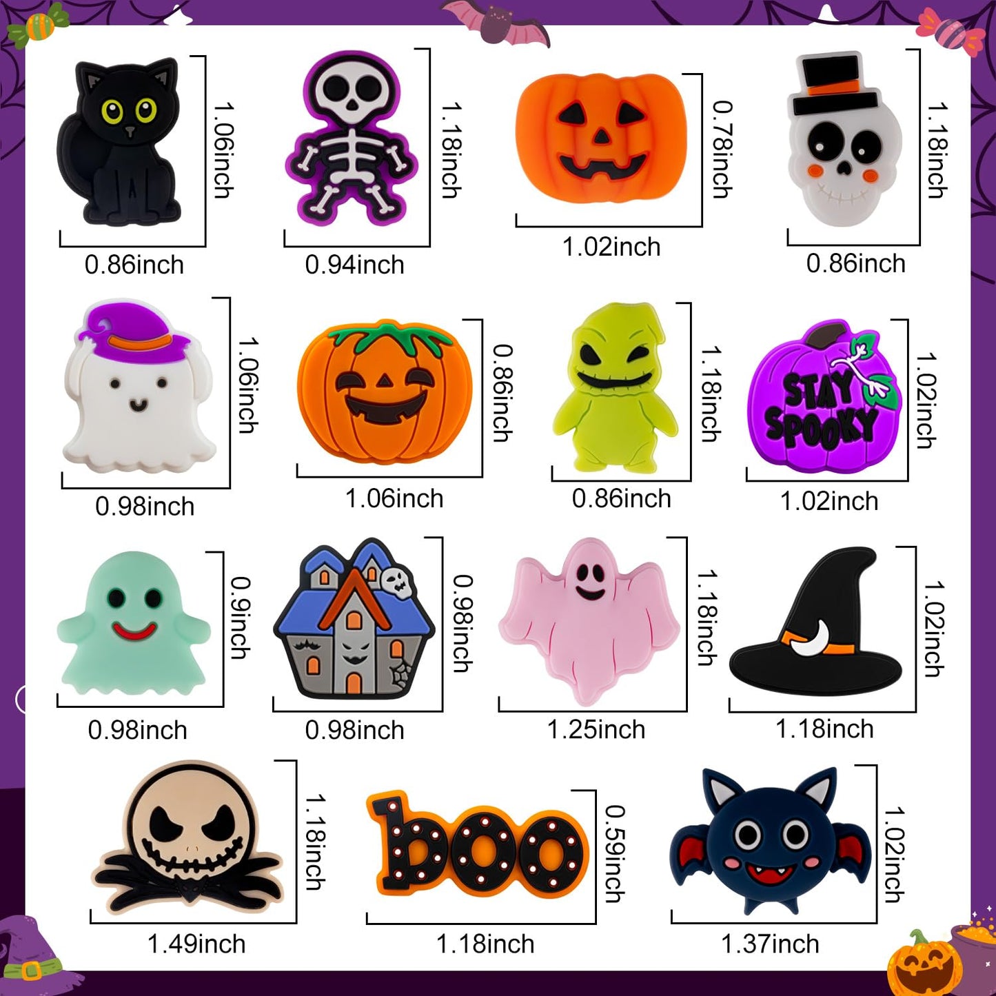 FFNIU 15Pcs Halloween Silicone Beads for Pen, Pumpkin Ghost Focal Beads for Making Keychain Necklace Bracelet Handmade Crafts