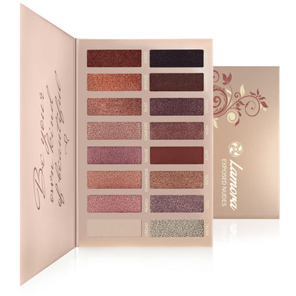 Lamora Eyeshadow Palette Makeup - Eye Makeup Palette with 16 Highly Pigmented Matte & Shimmer Shades - Vegan & Blendable
