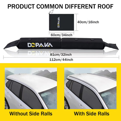 Kayak Roof Racks,Soft Roof Rack Pads,Universal Car Roof Rack for Surfboard/Ski/Kayak Paddle Board/Luggage Carrier System Include 2 Tie Down Straps,2 Tie Down Rope,2 Quick Loop Strap,and Storage Bag