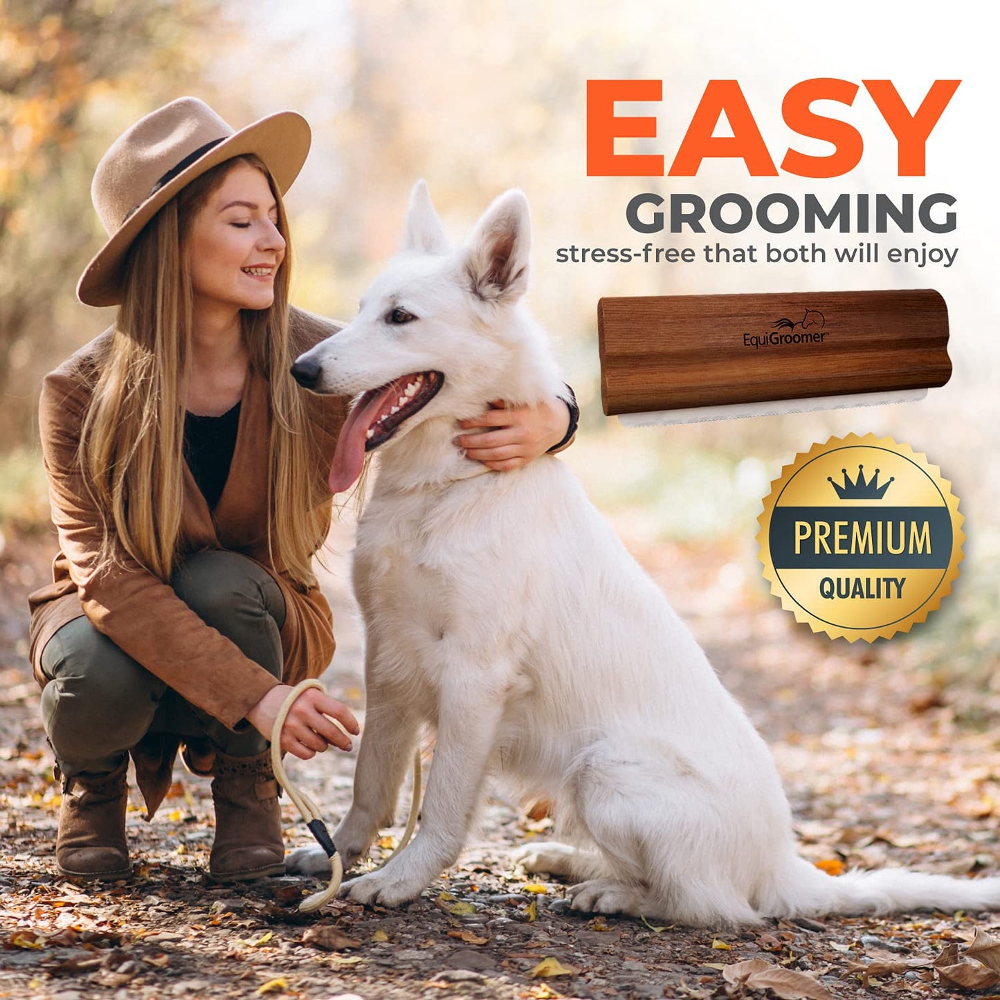 EasyGroomer Deshedding Brush for Dogs Cats| Natural Mahogany | Undercoat Tool for Large and Small Pets | Comb Removes Loose Dirt, Hair and Fur While | Perfect for Short and Long Hair Grooming Shedding